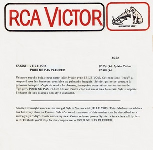 Sylvie Vartan SP Canada  "Je le vois"  RCA  57 5658 Ⓟ 1965