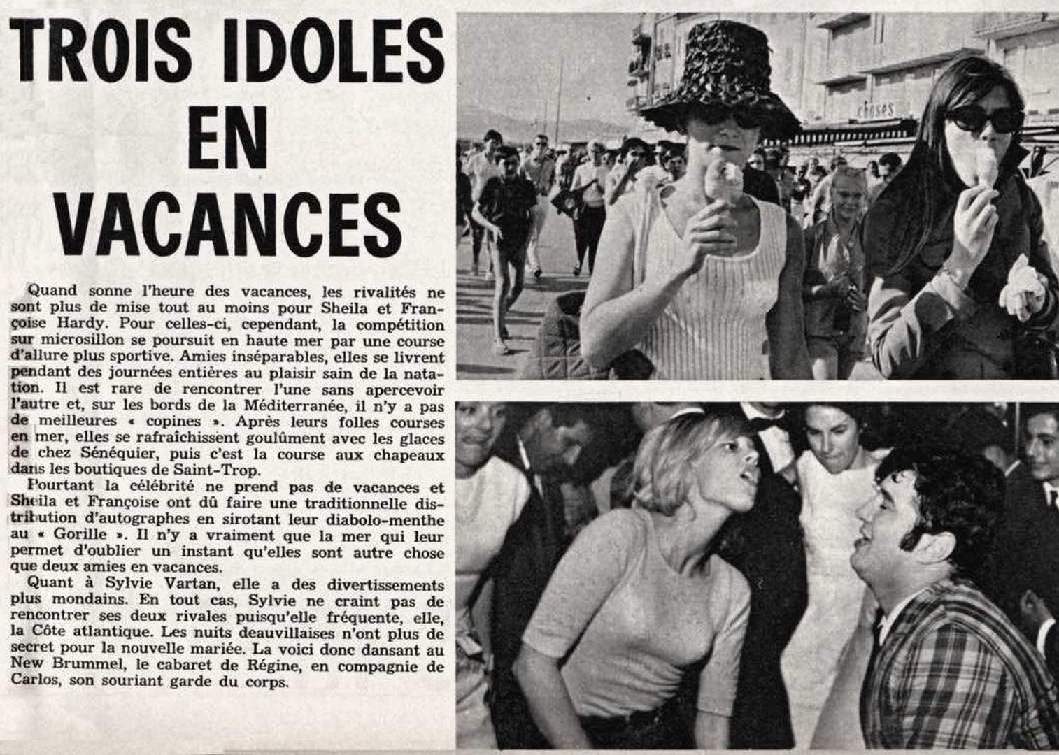 article 1965, Sylvie Vartan, Sheila et Françoise Hardy , trois idoles en vacances