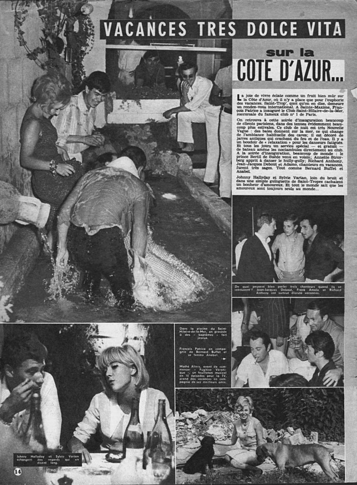 Article de 1965 avec Sylvie Vartan et Johnny Hallyday à Saint Tropez