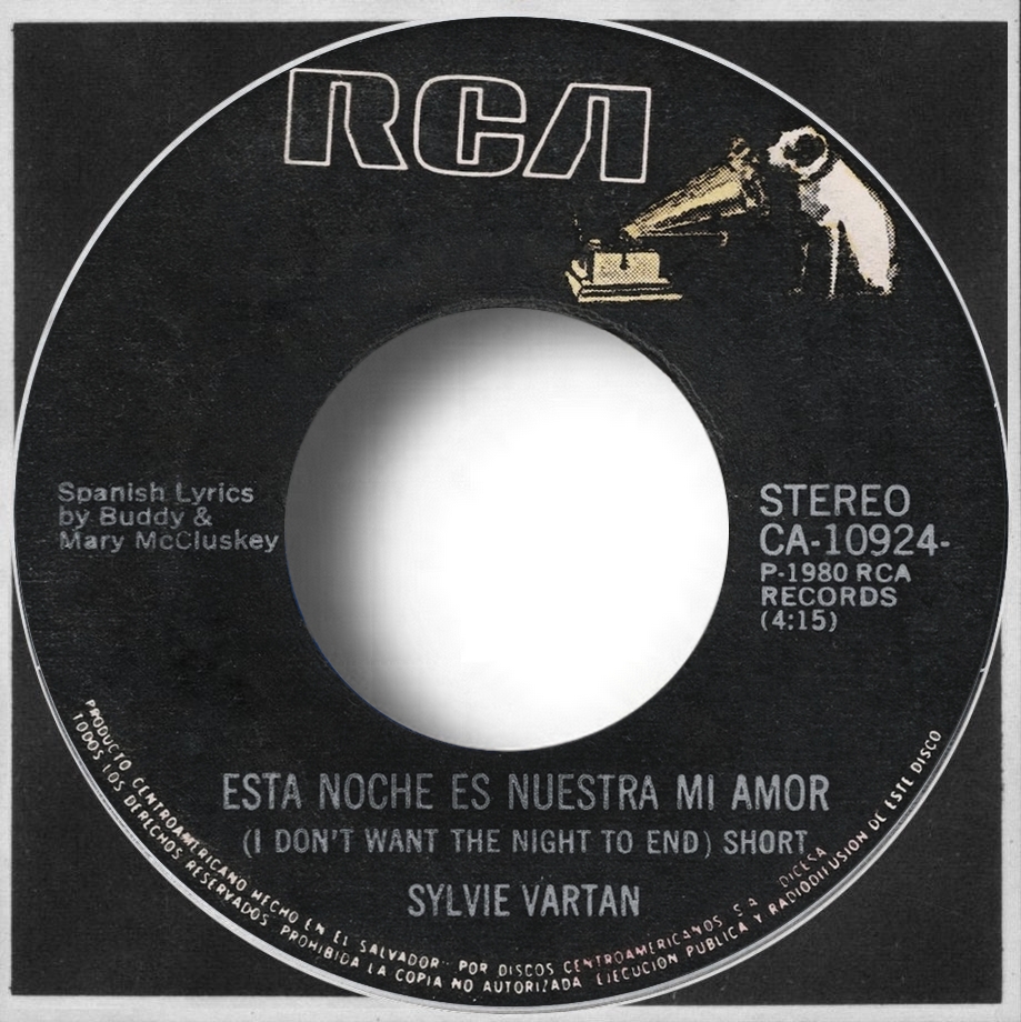 Sylvie Vartan SP Salvador "Esta noche es nuestra mi amor" RCA  CA-10924 Ⓟ 1980