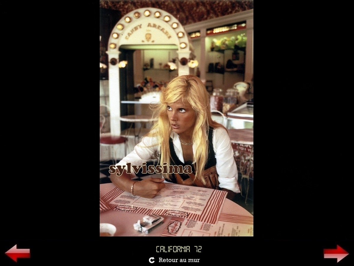 Sylvie Vartan Galerie Sylvissima "Kiffe la Blonde", California 1972 dans un restaurant