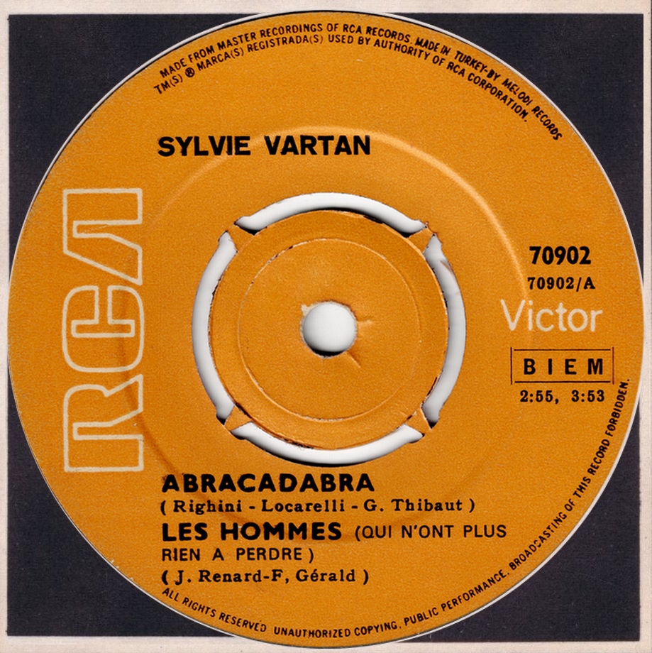 Sylvie Vartan SP Turquie "Abracadabra" RCA  70902 Ⓟ 1969