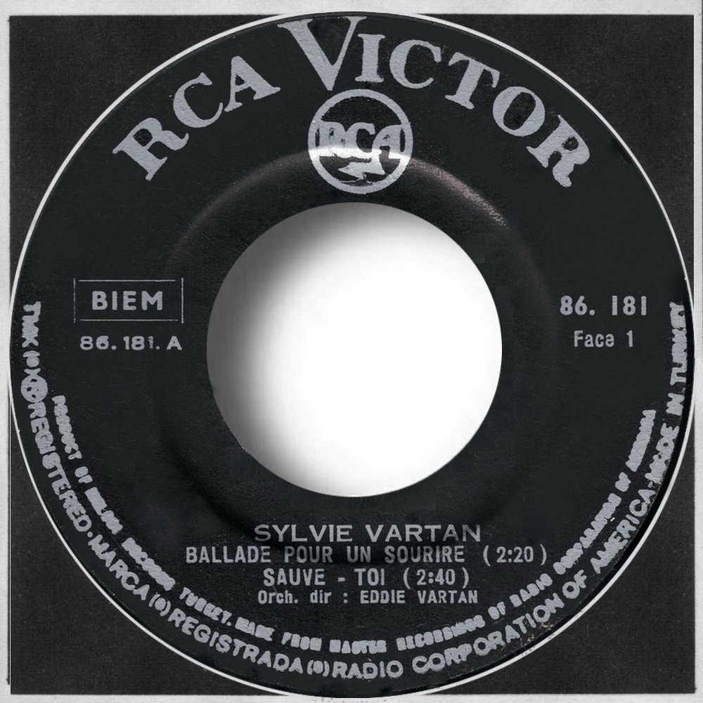 Sylvie Vartan SP Turquie  "Ballade pour un sourire" RCA  86181 Ⓟ 1967