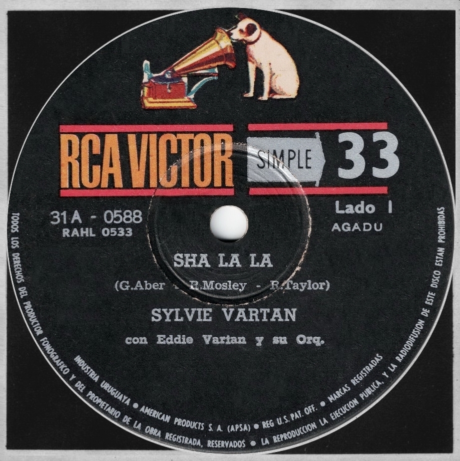 Sylvie Vartan SP Uruguay  "Sha la la" RCA  31A 0588 Ⓟ 1964