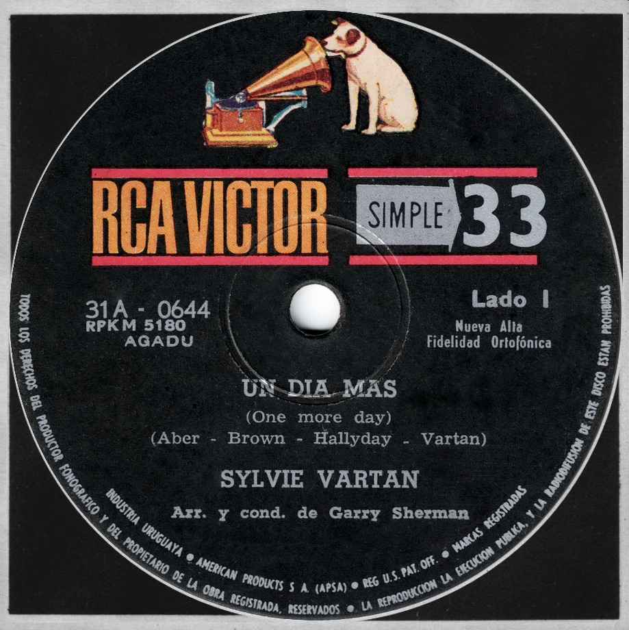 Sykvie Vartan SP Uruguay  "One more day"  RCA 31A 0644 Ⓟ 1965