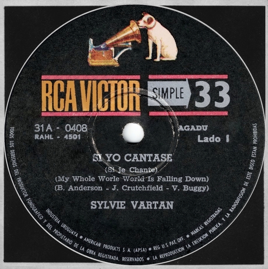 Sylvie Vartan EP Uruguay Si je chante"  RCA  31A 0408 Ⓟ 1963