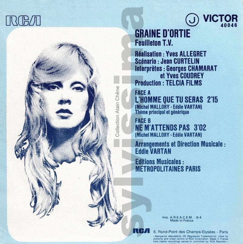 SP  Sylvie Vartan   Chansons de la bande origonale du feuilleton télévisé "Graine d'ortie" -  40.046  -  Ⓟ 1973 verso