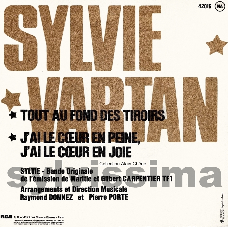 SP Sylvie Vartan Tout au fond des tiroirs  -  42.015  -  Ⓟ 1975 verso