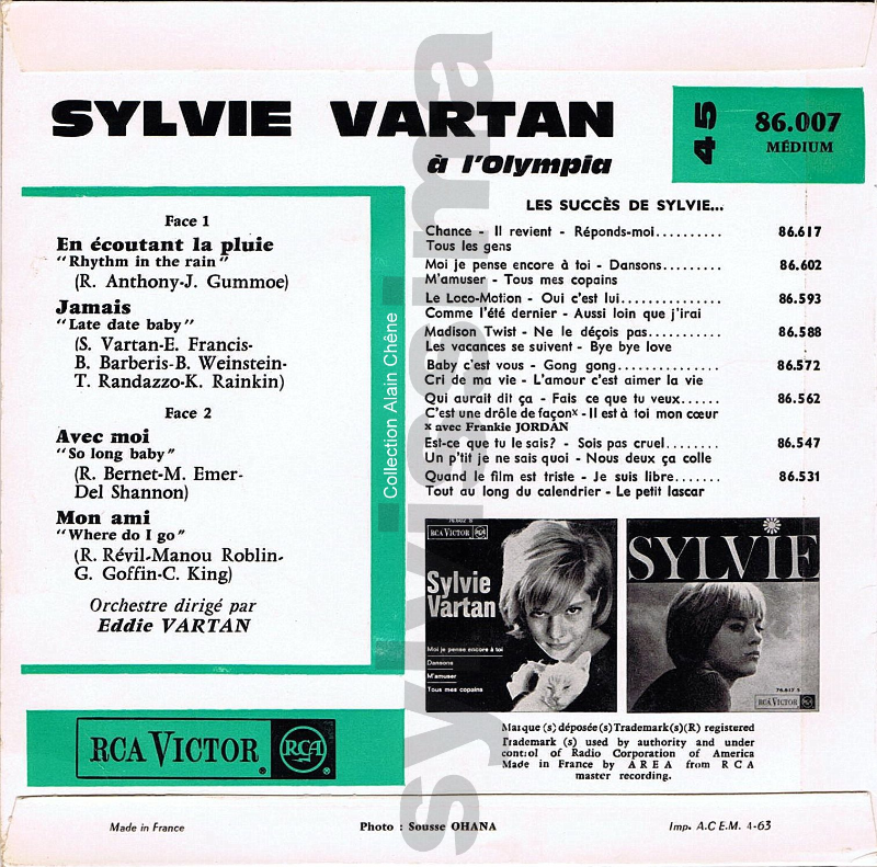   EP Sylvie Vartan  "Chance"    76.617 Ⓟ 1963 verso