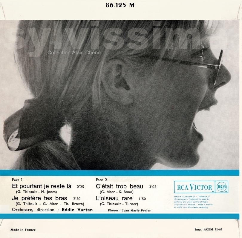 EP Sylvie Vartan RCA  86.125 -  C'était trop beau Ⓟ 1965 verso