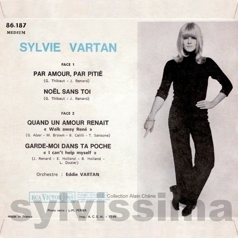   EP Sylvie Vartan  Par amour par pitié - 86.187 - Ⓟ 1966 verso