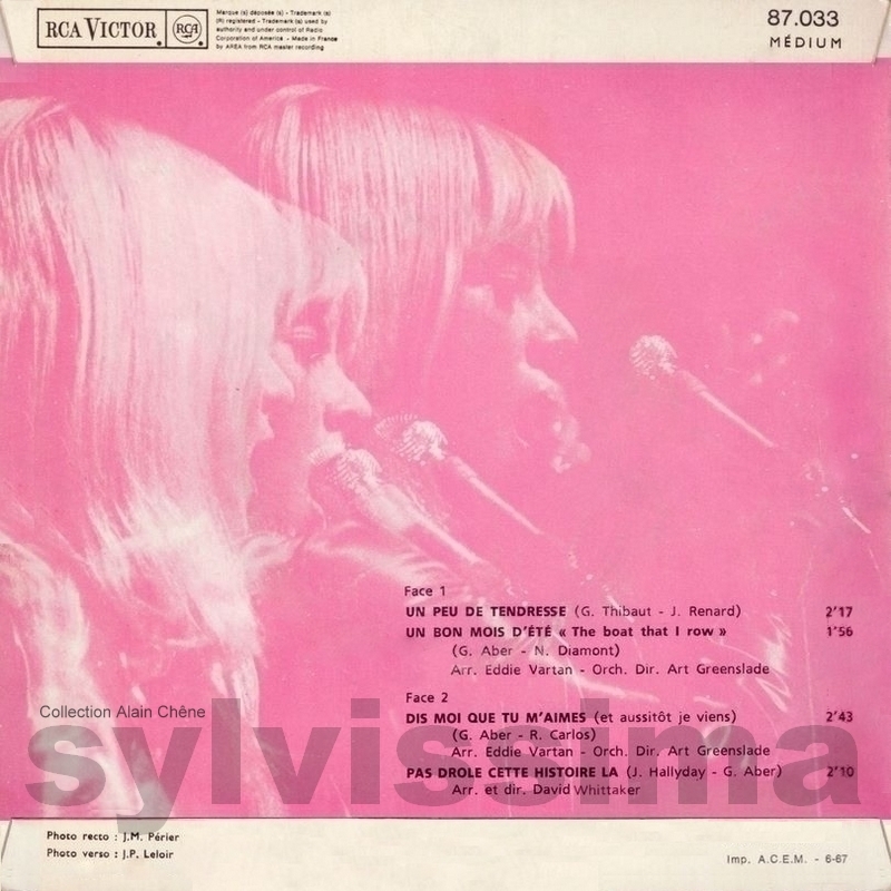 EP Sylvie Vartan  Un peu de tendresse Pochette 2 - 87.033 - Ⓟ 1967 verso