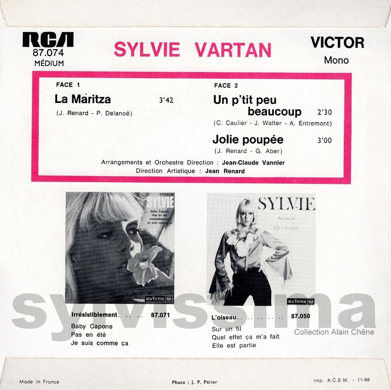   EP Sylvie Vartan La Maritza - 87.074 - Ⓟ 1968  verso