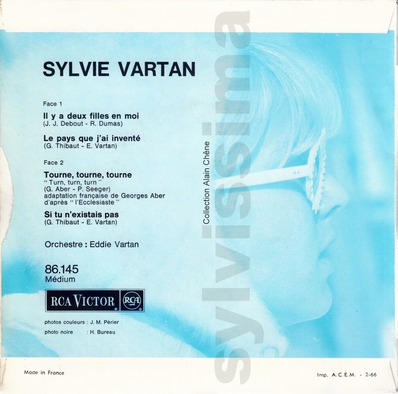 EP Sylvie Vartan RCA 86.145 -  Il y a deux filles en moi Ⓟ 1966 verso