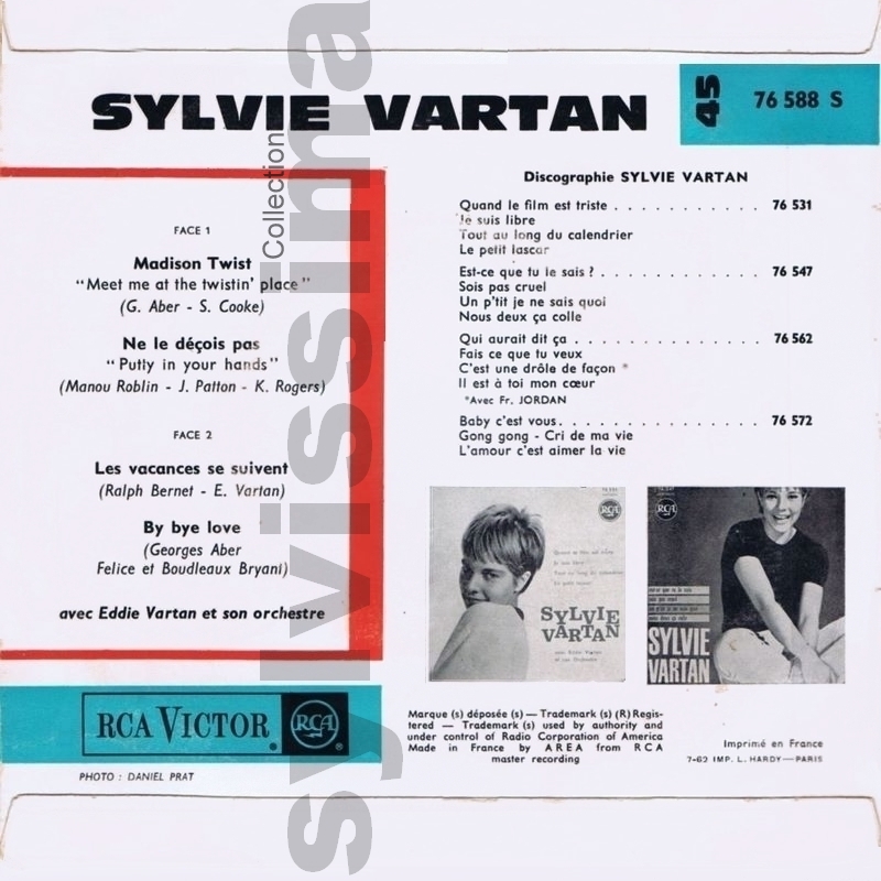 Sylvie Vartan EP   "Madison twist"     76.588 Ⓟ 1962 verso