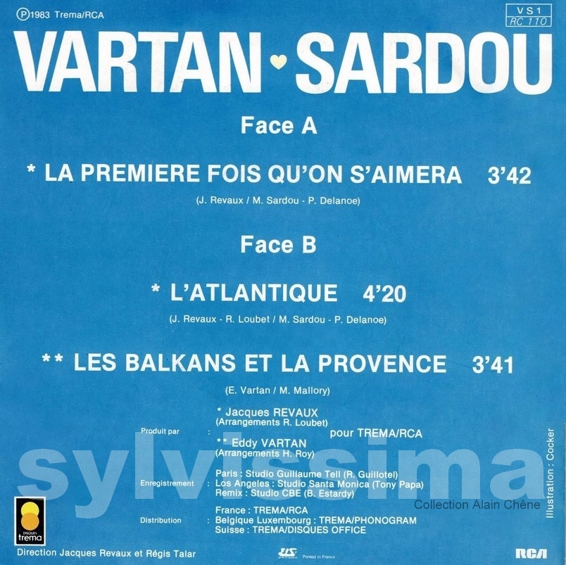 EP Sylvie Vartan Michel Sardou La première fois qu'on saimera Vartan - Sardou  -  VS1  -  Ⓟ 1983  verso