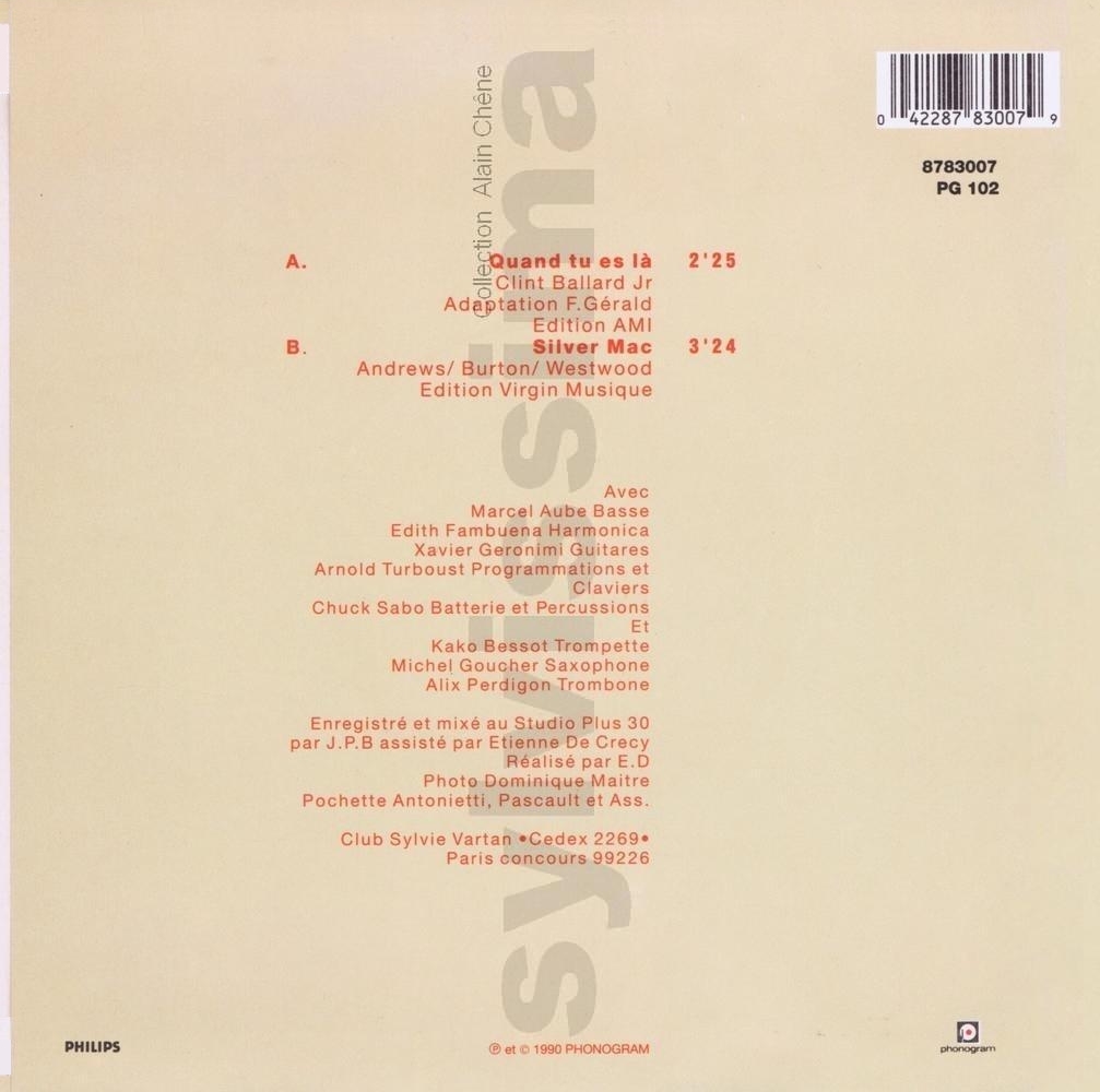 Sylvie Vartan 45 tours "Quand tu es là"  878300-7 Pochette 1 verso