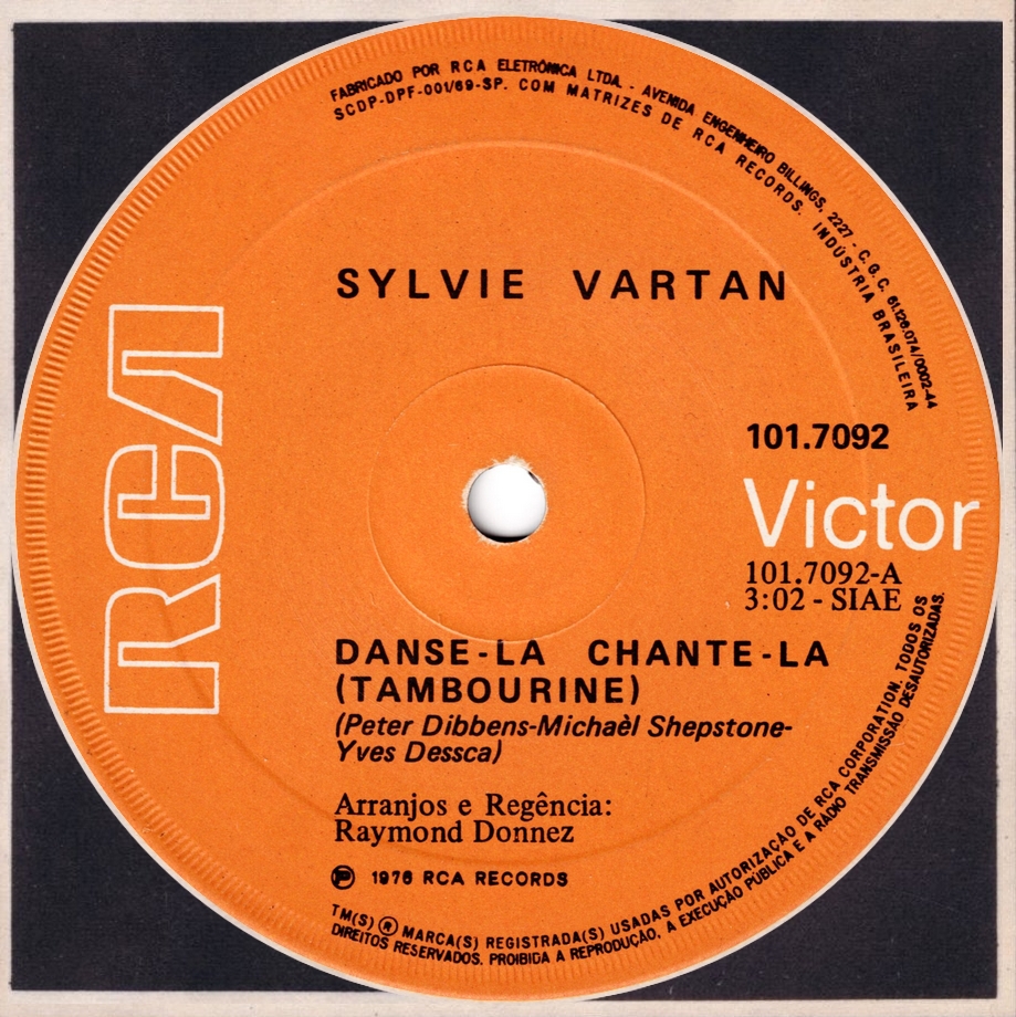 Sylvie Vartan SP Brésil  "Danse-la, chante-la"   101 7092  Ⓟ 1975