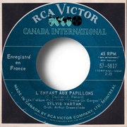 Sylvie Vartan SP Canada  "L'enfant aux papillons"  RCA  57 5817 Ⓟ 1967