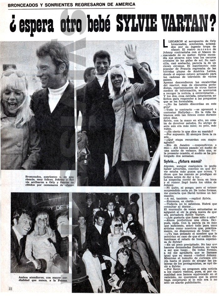 Sylvie vartan Article espagnol "Espera ortro bebe Sylvie" mars 1967