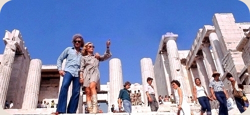 Sylvie Vartan et Johnny Hallyday dans les ruines du Parthénon - 1973