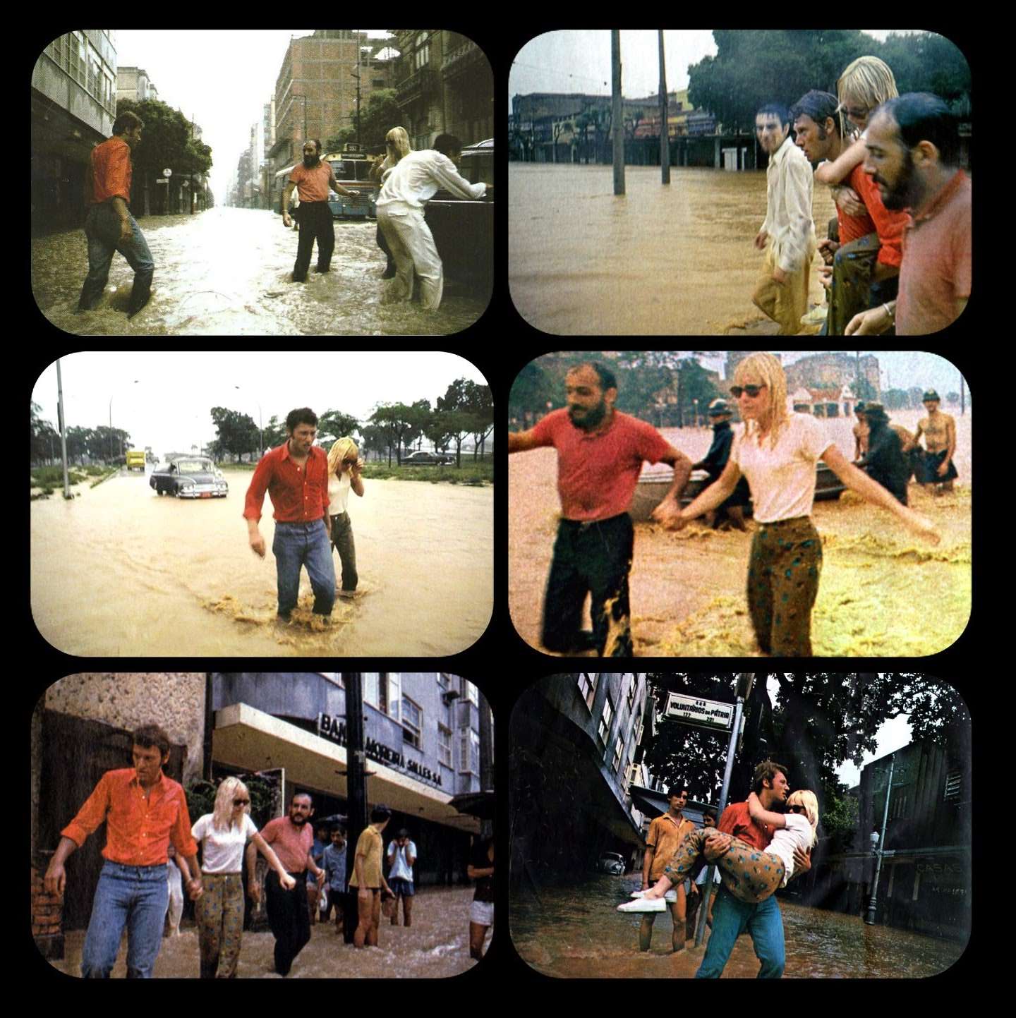 Sylvie Vartan et Johnny Hallyday pendant les inondations à Rio, photos Tony Frank, février 1967, 