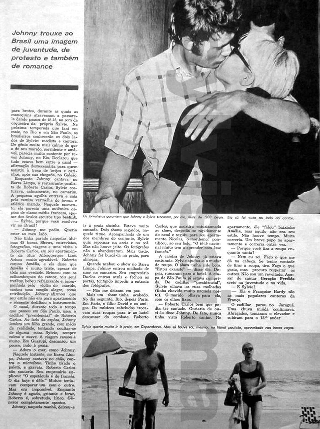 Revue brésilienne "Manchete" ,article  Johnny Hallyday et Sylvie Vartan au Brésil page 3, 4 mars 1967