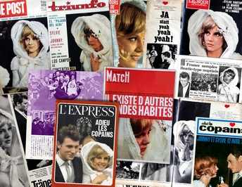 Mariage de Sylvie Vartan et Johnny Hallyday : montage d'articles de presse