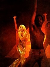 Sylvie Vartan and her interracial dancers in her act at the Olympia theater in 1972