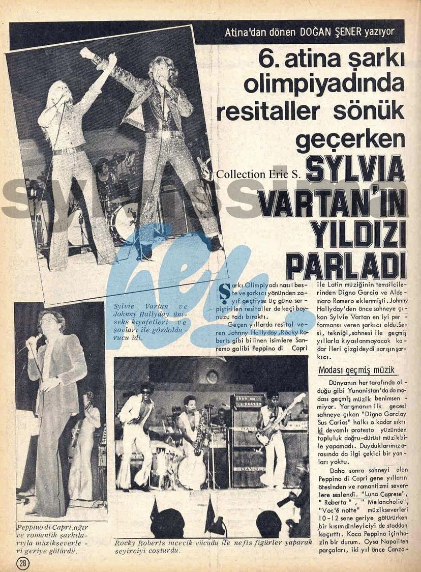 Magazine turc Hey - Sylvie Vartan et Johnny Hallyday - Concert stade panathénaïque - Athènes 1973