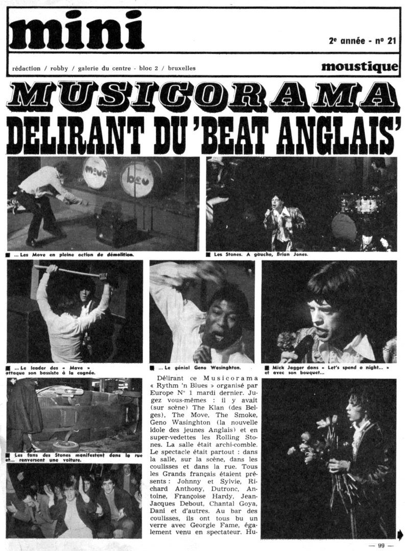 journal Moustique 1967 : Musicorama délirant du beat anglais. 
