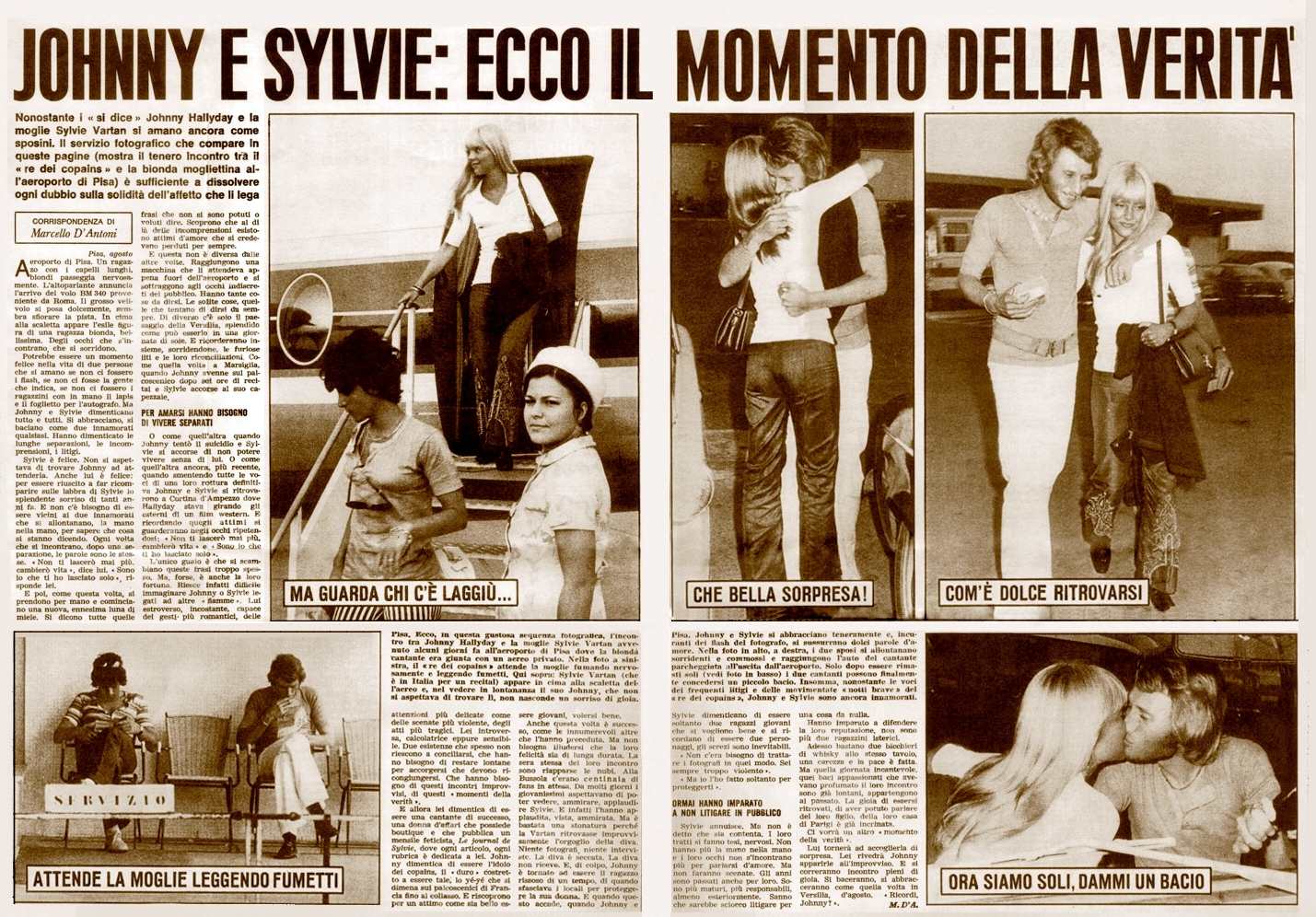 Magazine italien 1969 Article "Johnny e Sylvie : ecco il momento della verita"