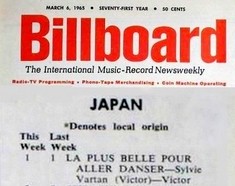 Sylvie Vartan Classement de "La plus belle pour aller danser" N°1 Japon Billboard 6 mars 1965