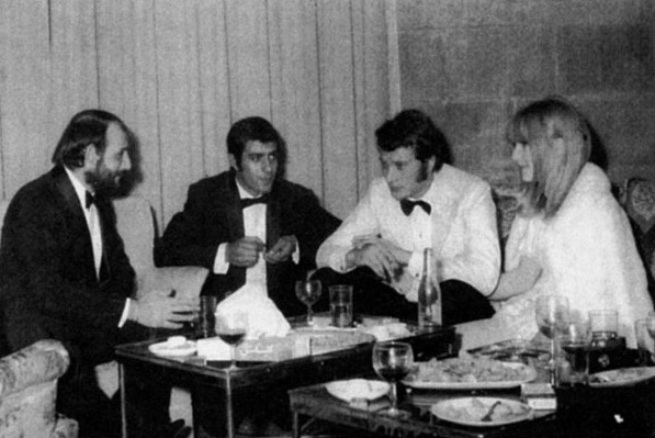 Sylvie Vartan, Johnny Hallyday et Patrick Ali Pahlavi, neveu du Shah d'Iran, janvier 1967