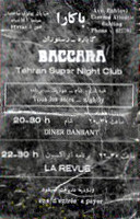 Programme du Baccara Club, Téhéran, années 60