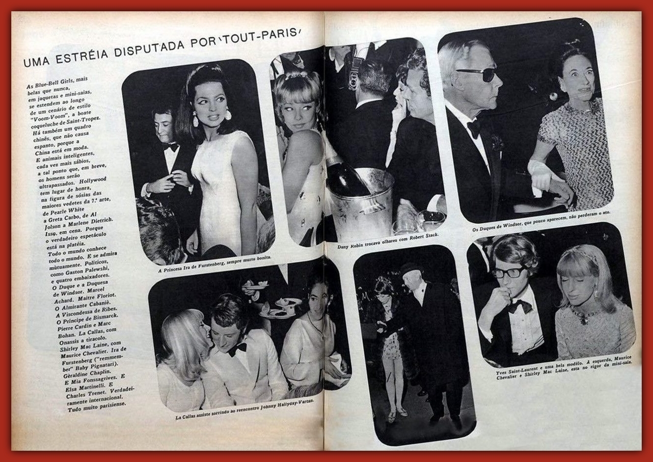 Article de la revue Brésil 1967 O Cruzeiro avec Sylvie Vartan et Johnny Hallyday au Lido