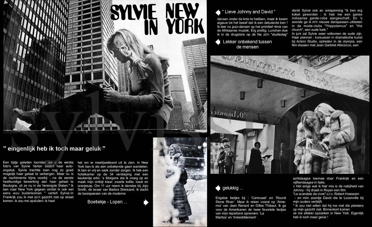 Sylvie Vartan à New-York 1970 article néerlandais "Zie Magazine"