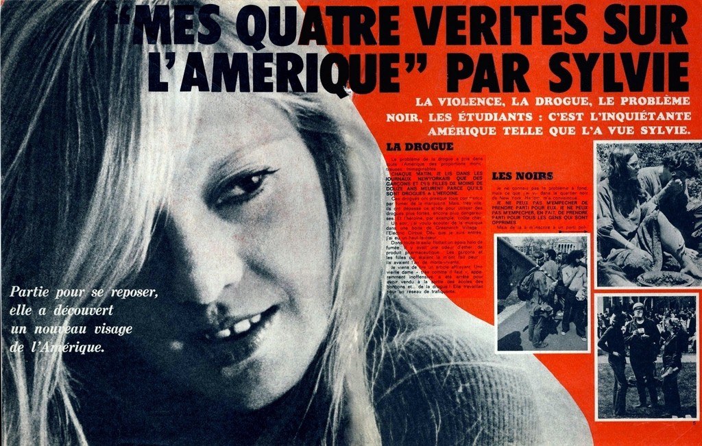 Sylvie Vartan article "Mes quatre vérités sur l'Amérique" magazine "Super Hebdo' du 21 mai 1970