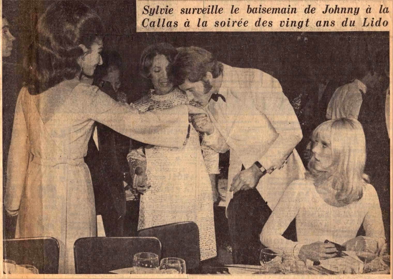 article France-Soir avec Maria Callas, Sylvie Vartan et Johnny Hallyday pour les 20 ans du Lido en 1966