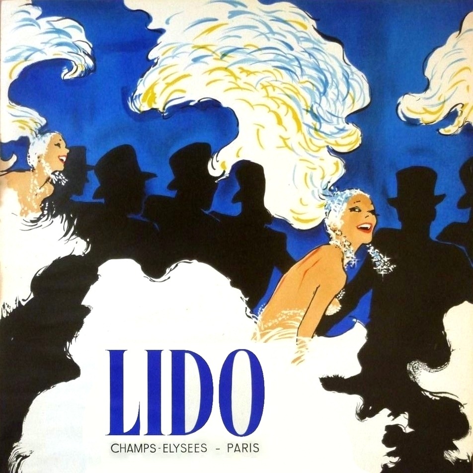 Affiche signée Gruau de la revue"Bonjour la nuit" Lido 1970