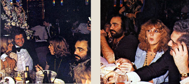 Joe dassin, demis Roussos et Omar Sharif au mariage de Michel Sardou et Elizabeth Hass, 14 octobre 1977