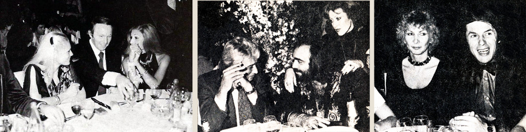 Madleen Kane, Jacques Revaux et Dalida au mariage de Michel Sardou et Elizabeth Hass, 14 octobre 1977