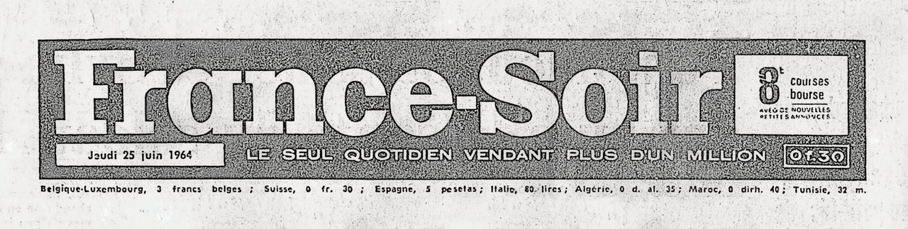 Bandeau France Soir 25 juin 1964