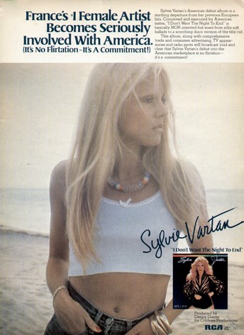 Publicité dans "Billboard" pour l'album de Sylvie Vartan "I don't want the night to end", 1979