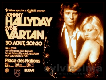 Affiche Johnny Hallyday Sylvie Vartan concert Place des Nations 30 août 1975
