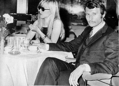 Sylvie Vartan et Johnny Hallyday à bord du paquebot France, 1970