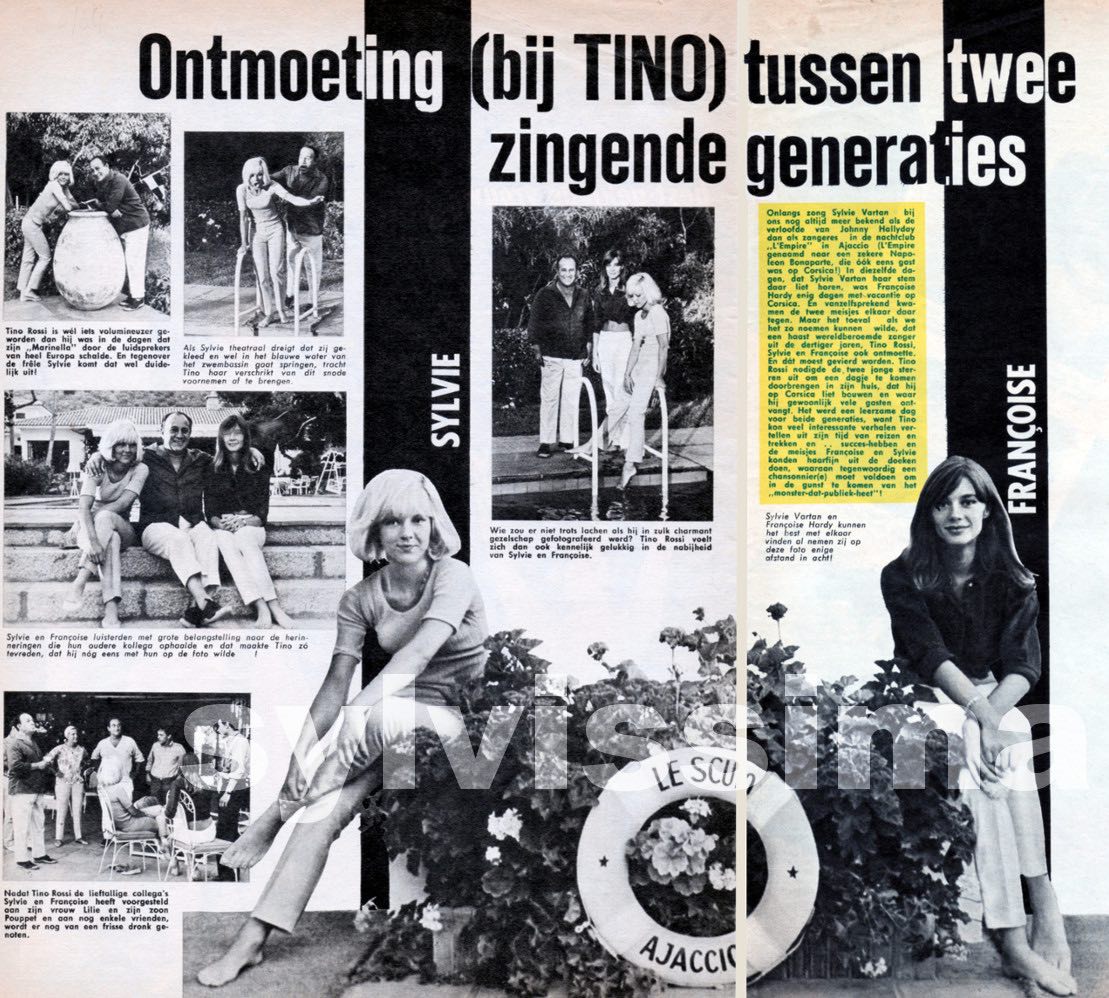 Sylvie Vartan et Françoise Hardy chez Tino Rossi, 1964, article de la presse néerlandaise