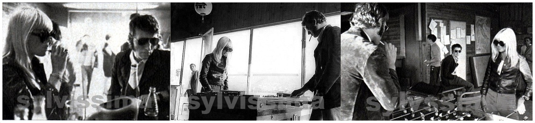 Sylvie Vartan et Johnny Hallyday, partie de baby-foot à l'aérodrôme de Besançon-Thise, mai 1967