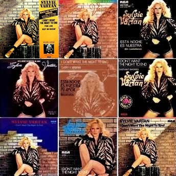 Quelques exemples de pochettes du 45t  de Sylvie Vartan "I don't want the night to end" en Europe et dans le monde