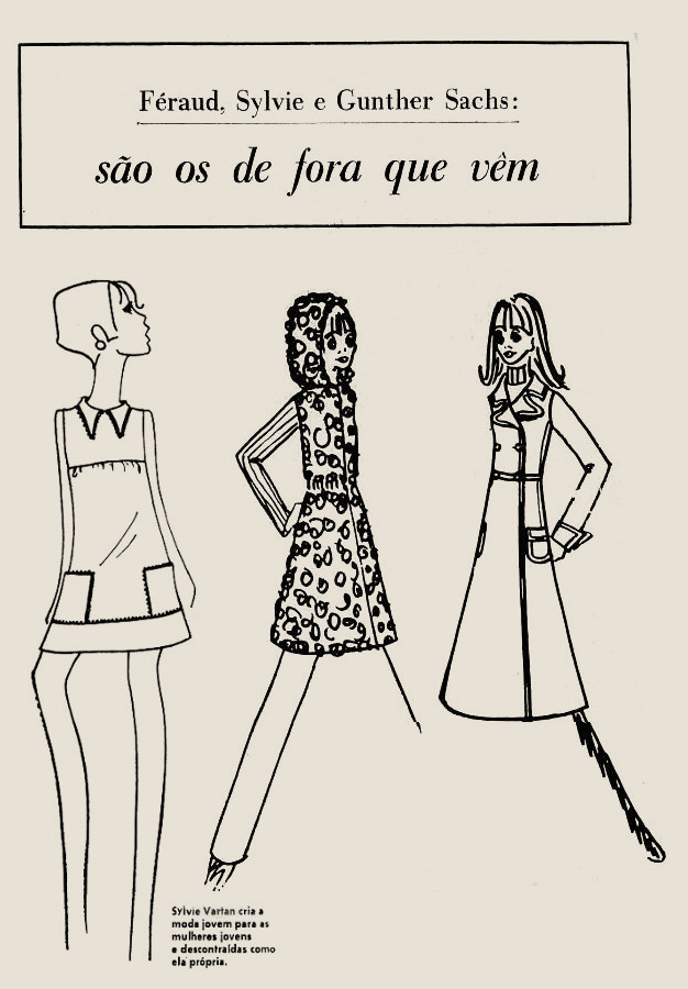 Croquis de mode publiés au Brésil de la collection de Sylvie Vartan en 1968